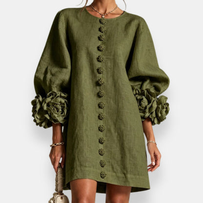 Cecily | Sculpted Floral Button Dress