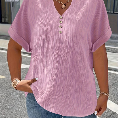 Elara™ | Luxe Pleated V-Neck Blouse