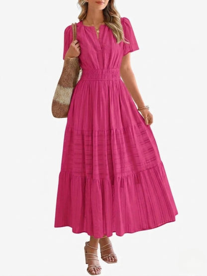 Elara™ | Boho A-Line Maxi Dress with V-Neck & Flowing Fit