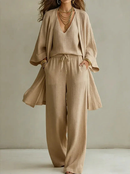 Isabelle | 3-Piece Casual Linen Loungewear Set