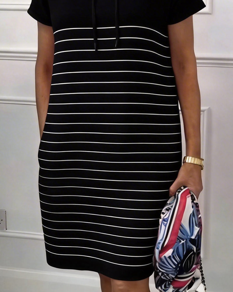 Gavellea - Women's Casual Striped Hoodie Dress for Everyday Wear