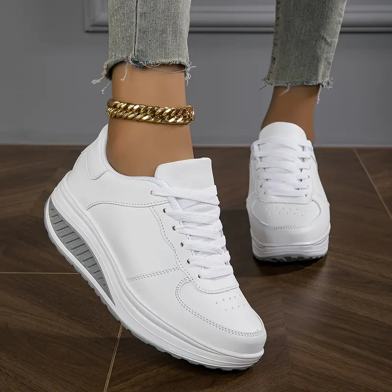 Brelina - Women's Platform Trainers with Laces, Synthetic Leather, Everyday Comfort