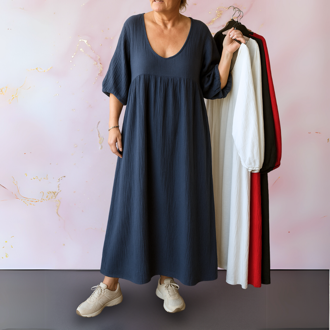 Cléo - Solid Colour Dress with V-neck