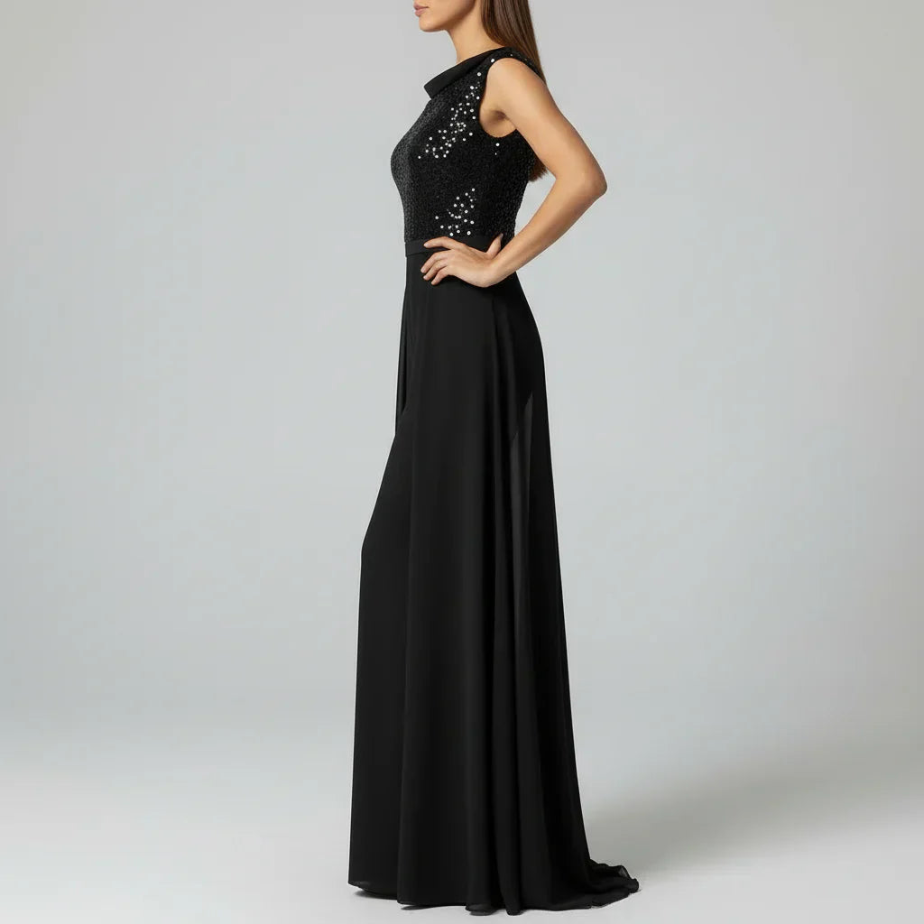 Fallon - Textured Tulle Evening Jumpsuit