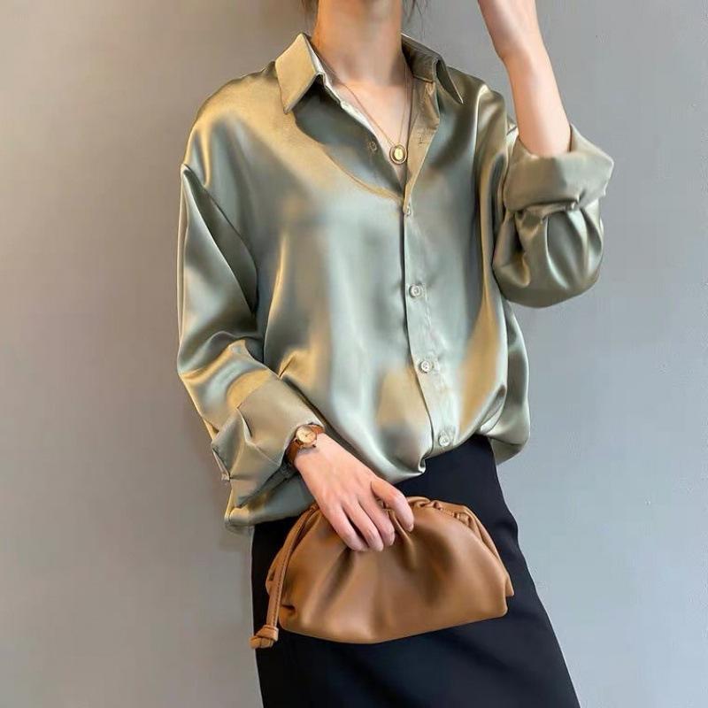 Women's Elegant Long-Sleeved Blouse - Luxurious and Comfortable
