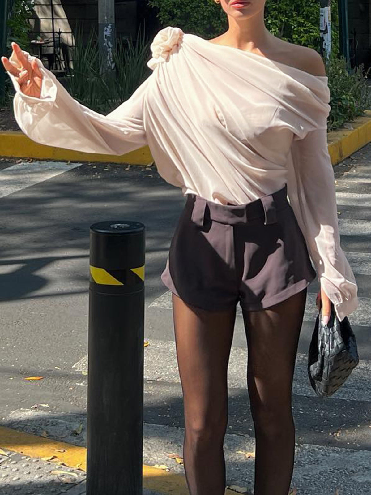 Elegant One-Shoulder Floral Blouse for Women