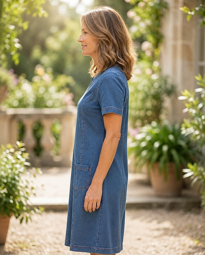 Julia | Soft Denim Dress with Front Pockets
