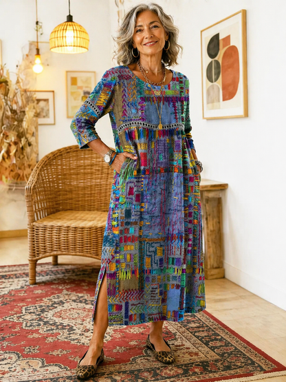 Inaya | Denim Dress with Ethno Patchwork