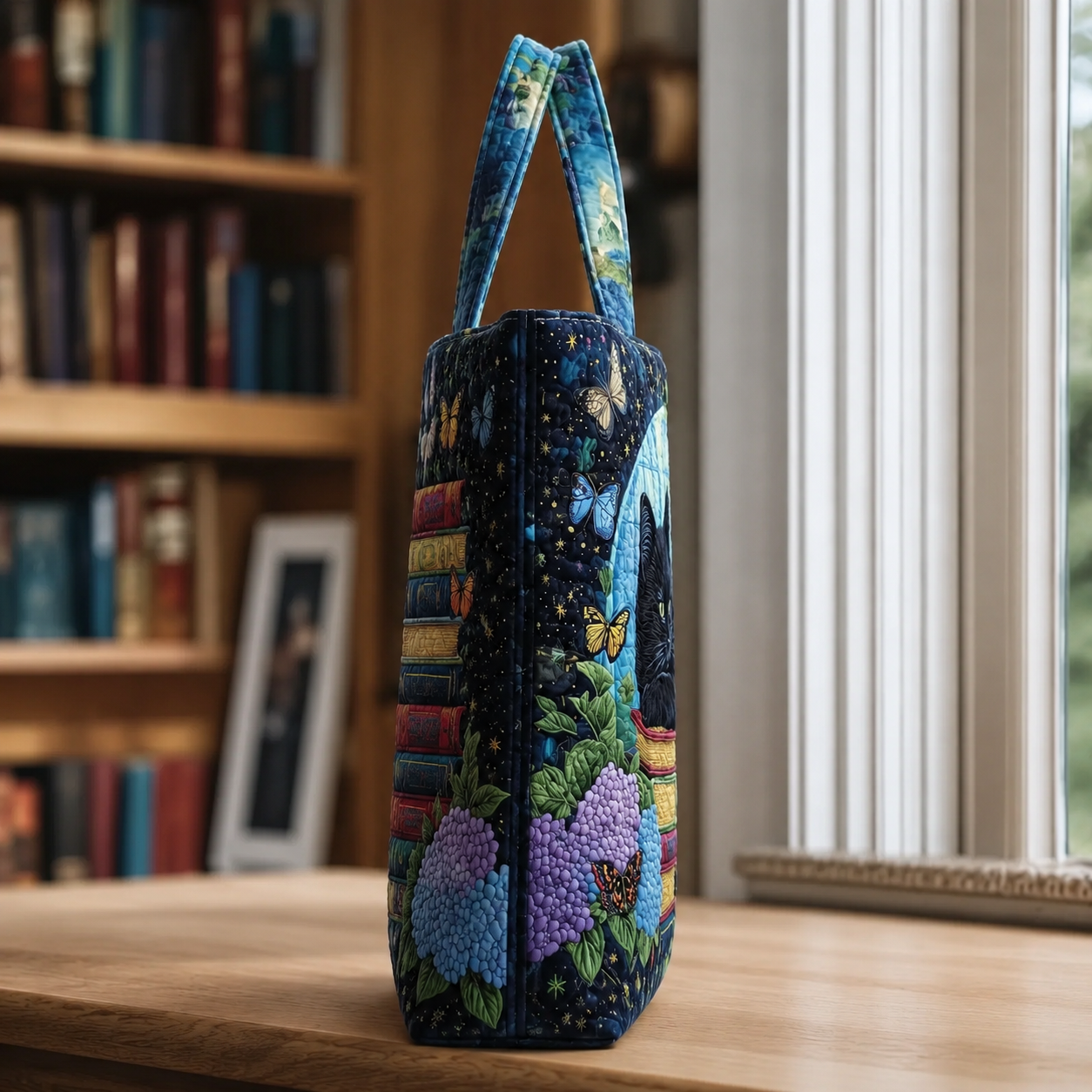 Chat Noir Artisan Tote Bag on Books
