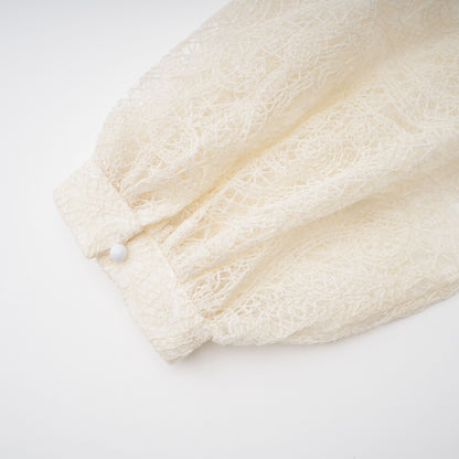 Eulalie Cream White Lace Blouse & Skirt Set