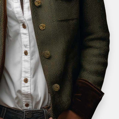 Elspeth – Elegant Tweed Jacket with Velvet Details