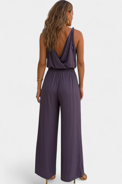 Lavinia – Open Back Elegant Jumpsuit with Gold Details