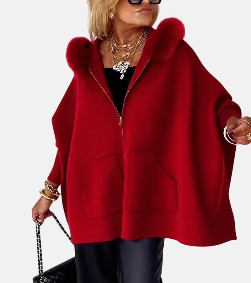 Olivia – Casual Hooded Coat with Fur Collar