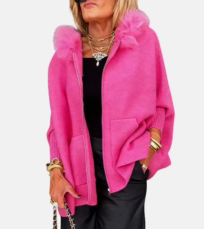 Olivia – Casual Hooded Coat with Fur Collar