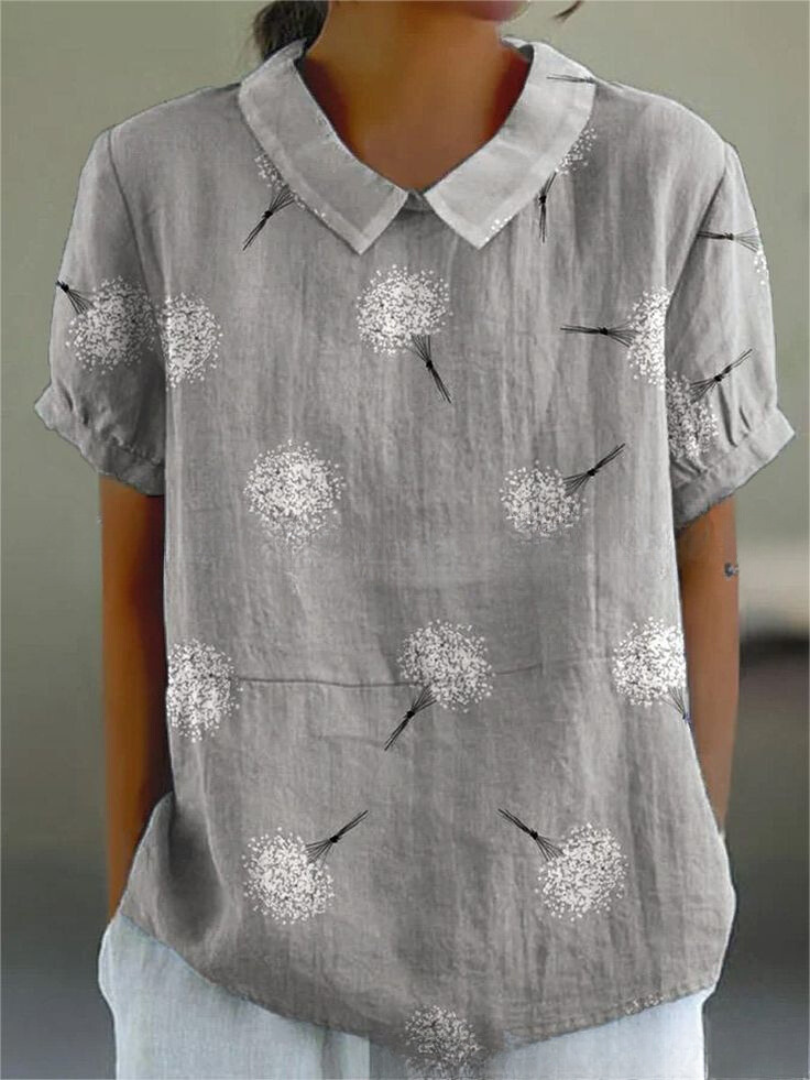 Elegant Floral Short Sleeve Blouse for Women