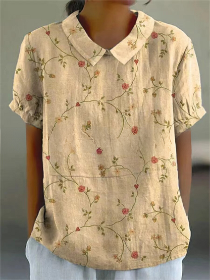 Elegant Floral Short Sleeve Blouse for Women