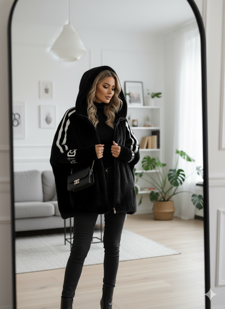 Aaliyah – Oversized Faux Fur Coat with Hood