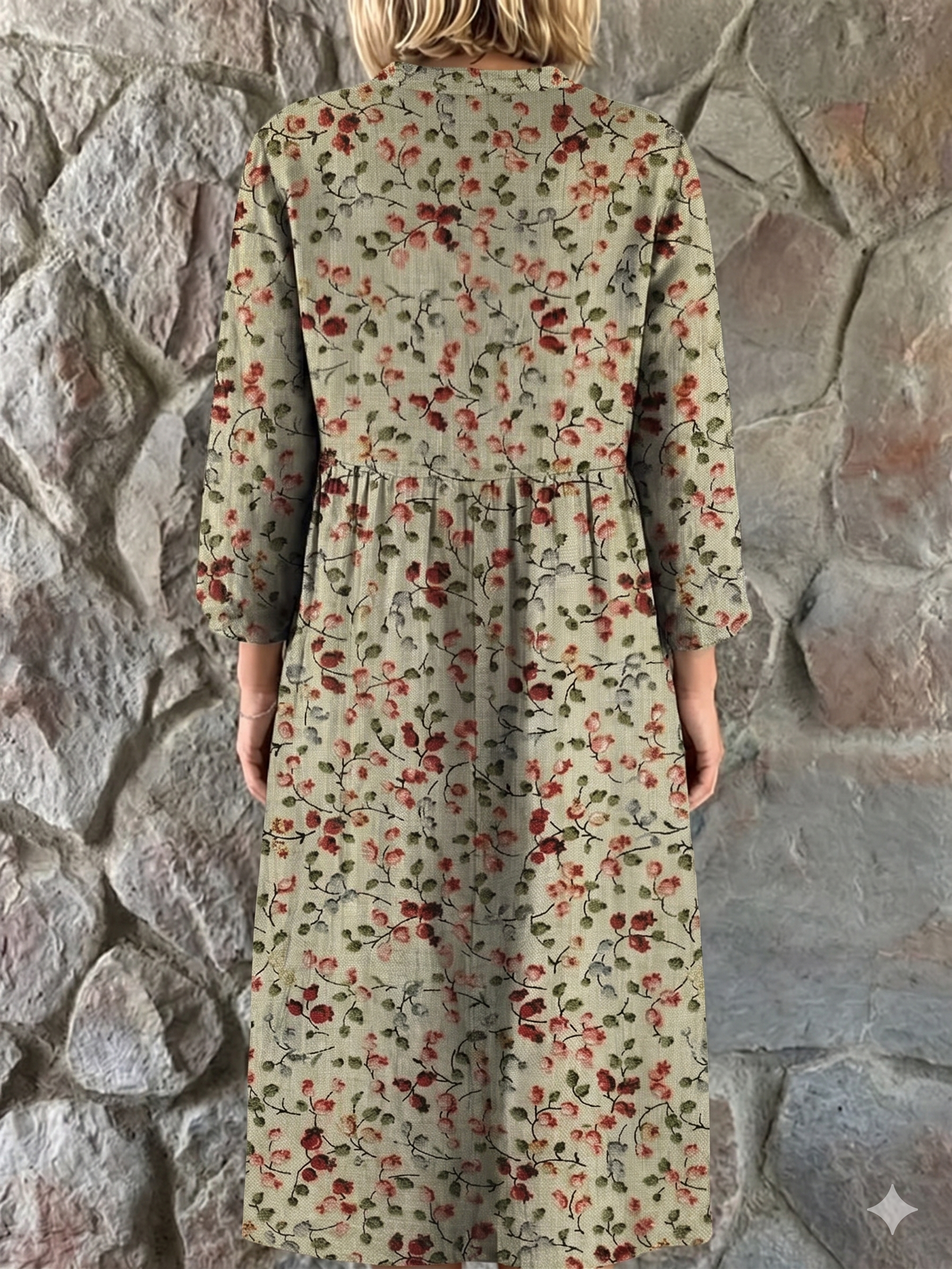 Women’s Retro Floral Shirt Dress with Pockets