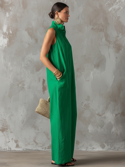 Grace | Minimalist Wide-Leg Linen Jumpsuit