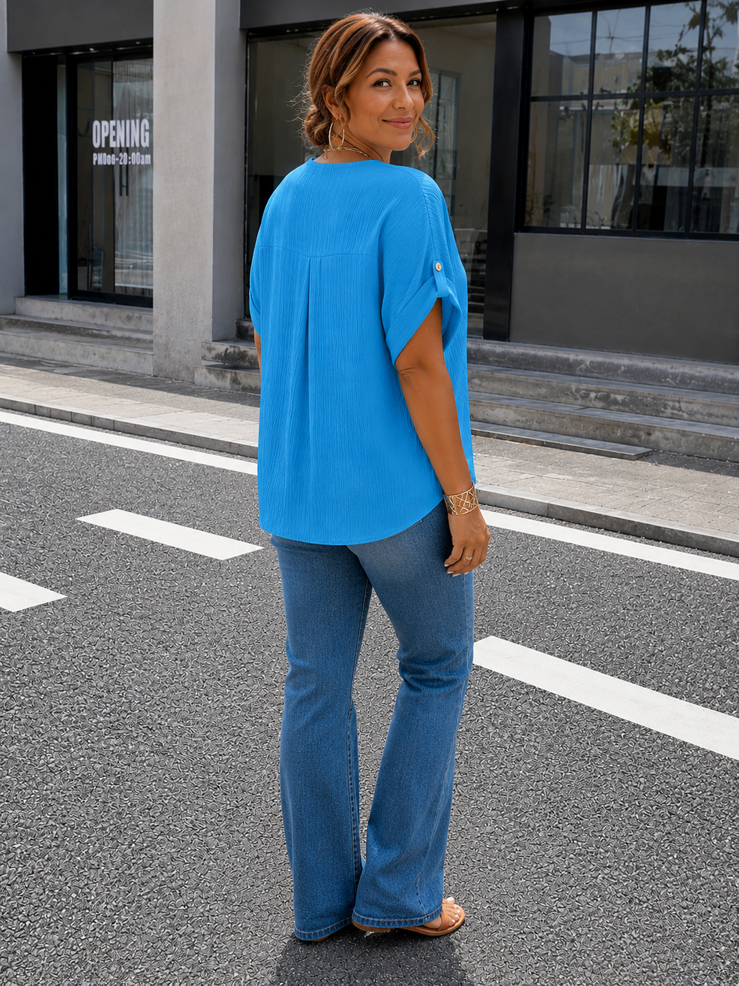 Elara™ | Luxe Pleated V-Neck Blouse