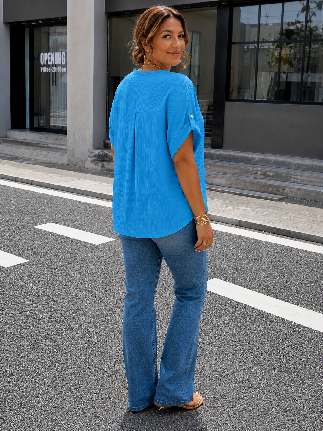 Elara™ | Luxe Pleated V-Neck Blouse