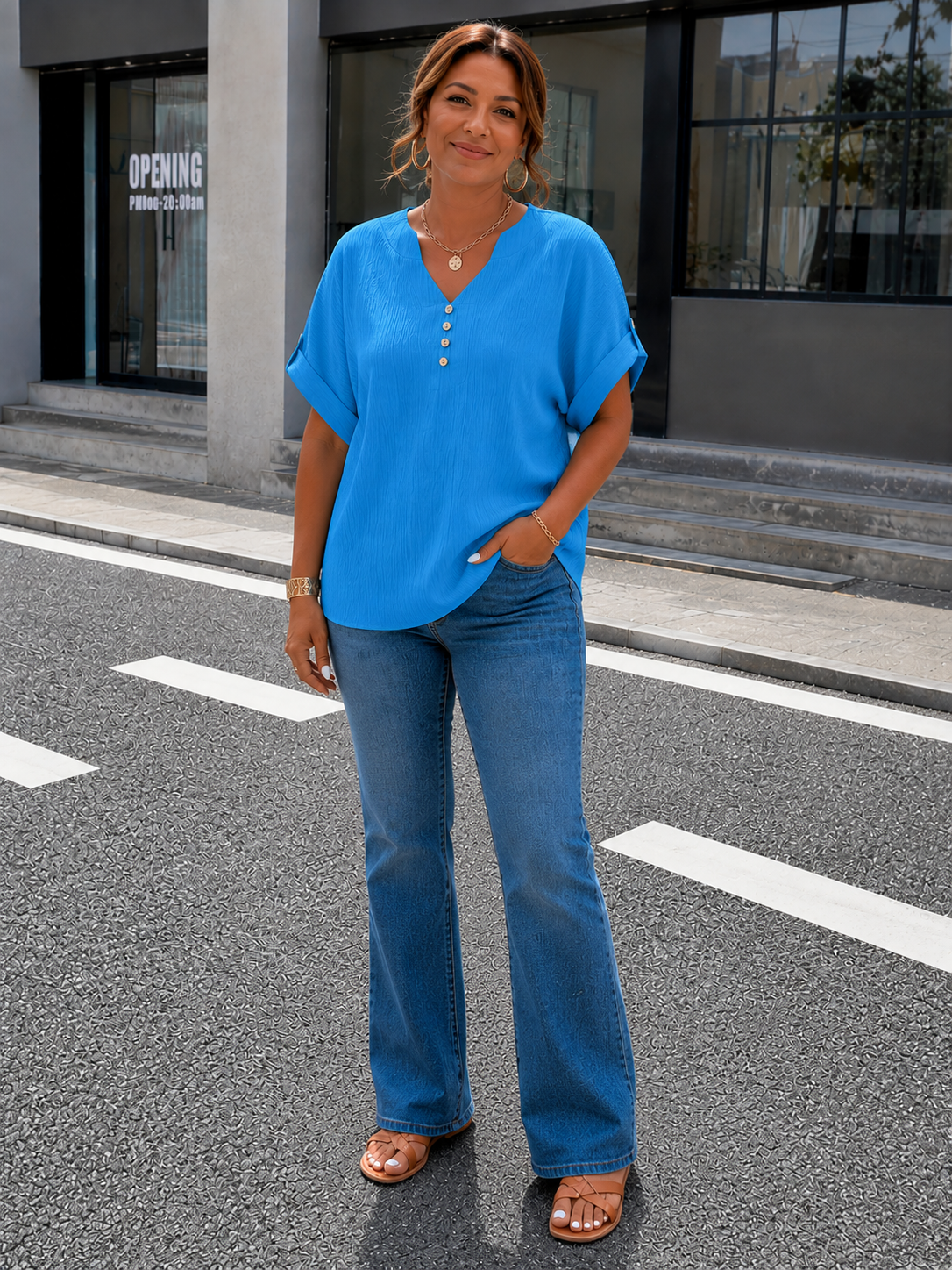 Elara™ | Luxe Pleated V-Neck Blouse