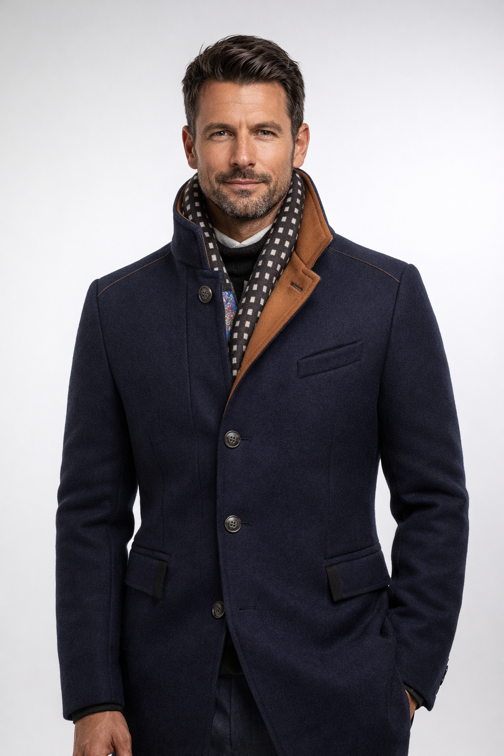 Jonah - Wool Blend Overcoat with Stand Collar