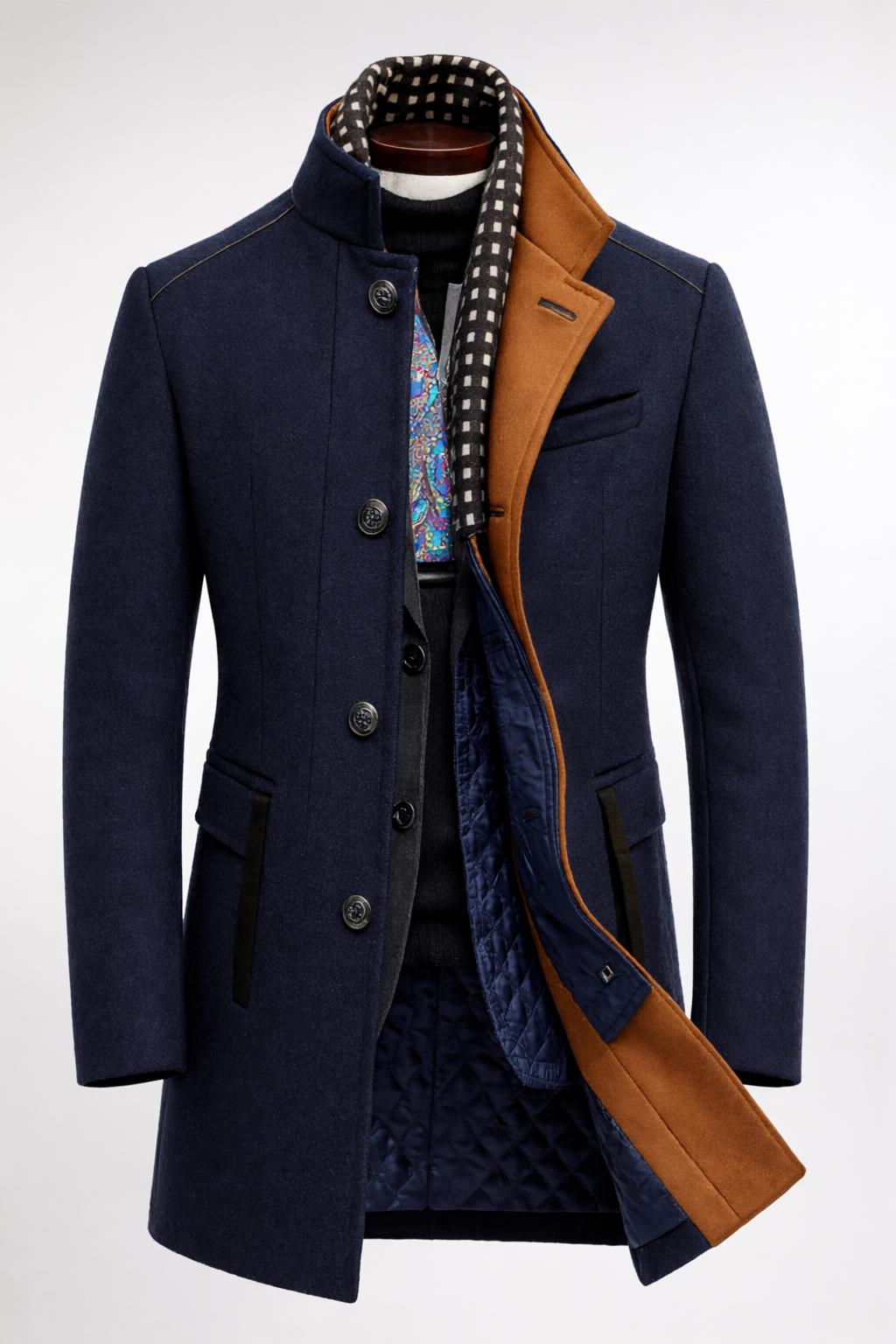 Jonah - Wool Blend Overcoat with Stand Collar