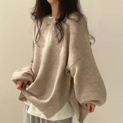 Edwina - Drop Shoulder Split Hem Sweater
