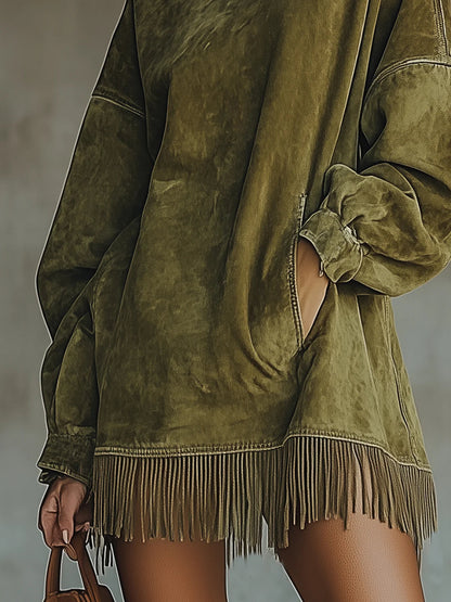 Sheril | Suede Fringe Dress