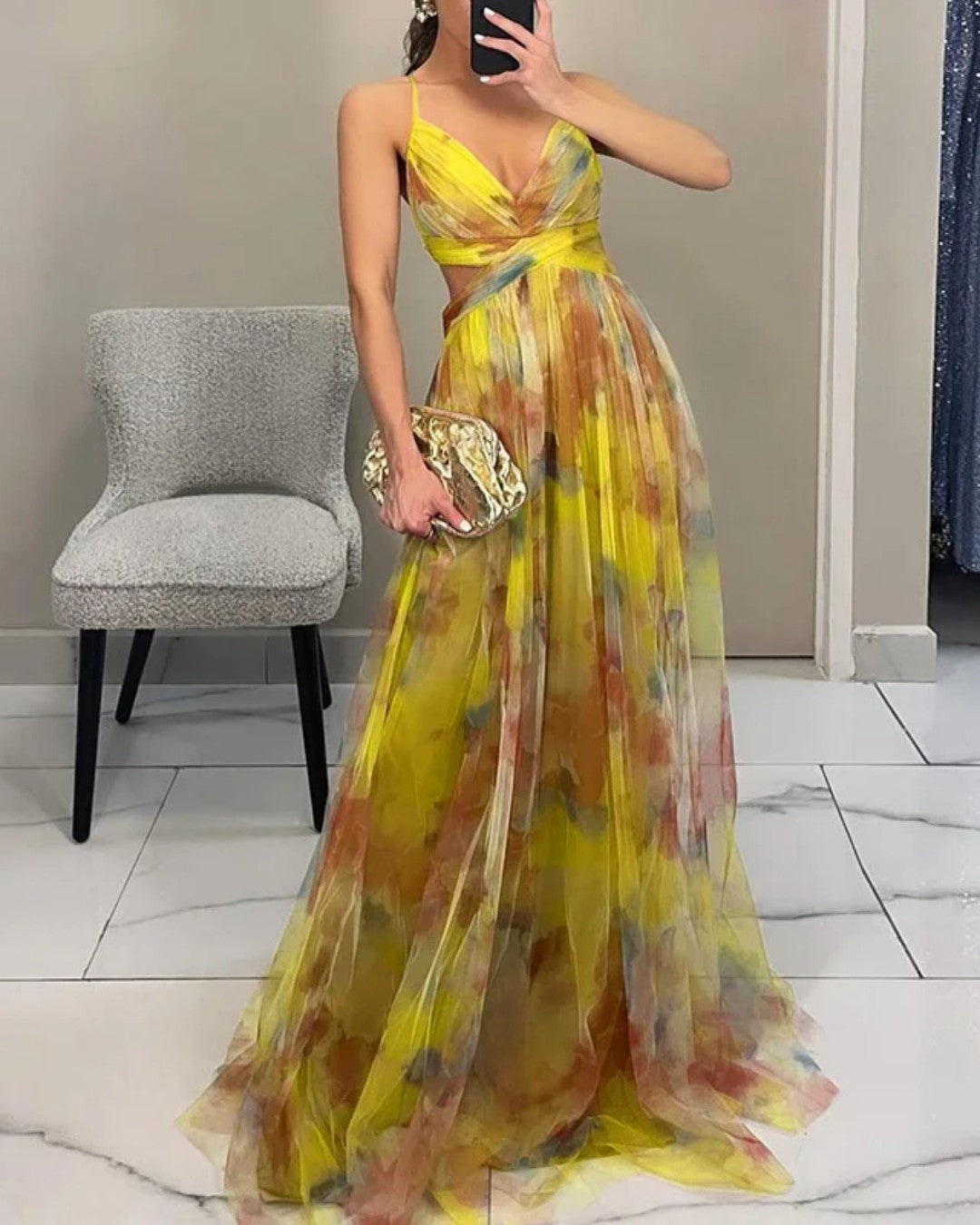 Claudia |™ Enchanting Long Dress with Floral Print