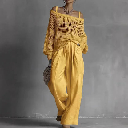 Claire - Elegant Off-Shoulder Trouser Set