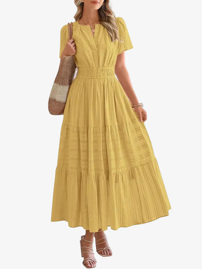 Elara™ | Boho A-Line Maxi Dress with V-Neck & Flowing Fit