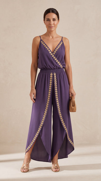 Lavinia – Open Back Elegant Jumpsuit with Gold Details