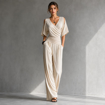 Victoria | Wrap-Front Wide-Leg Jumpsuit