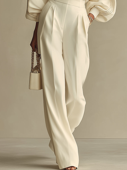 Livia - Ivory Ribbed Knit Set