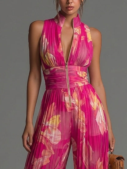Catriona - Floral Chiffon Wide-Leg Jumpsuit