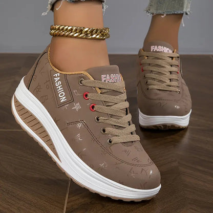 Brelina - Women's Platform Trainers with Laces, Synthetic Leather, Everyday Comfort