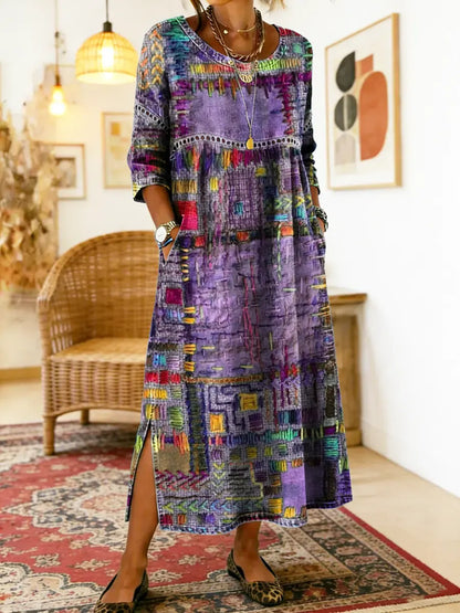 Inaya | Denim Dress with Ethno Patchwork