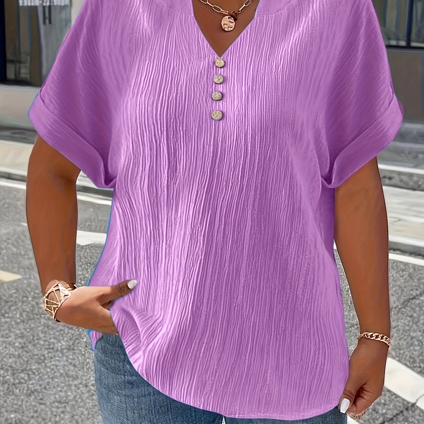 Elara™ | Luxe Pleated V-Neck Blouse