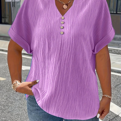 Elara™ | Luxe Pleated V-Neck Blouse
