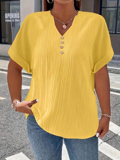 Elara™ | Luxe Pleated V-Neck Blouse