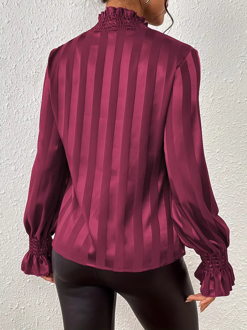 Giselle - Elegant Gathered Blouse with Round Neckline for Women