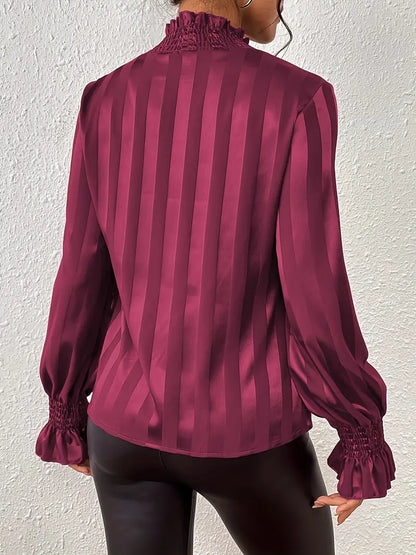 Giselle - Elegant Gathered Blouse with Round Neckline for Women