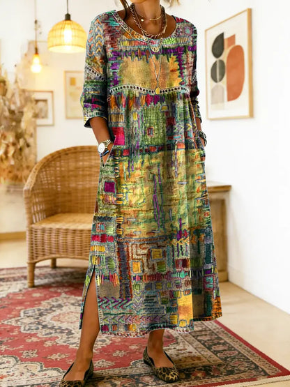 Inaya | Denim Dress with Ethno Patchwork