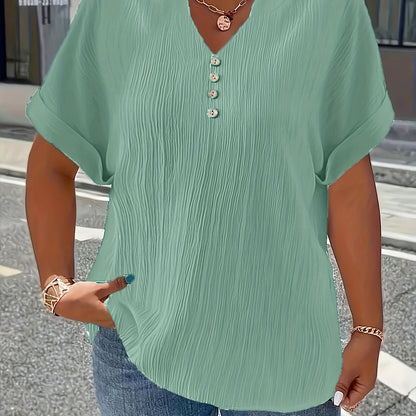 Elara™ | Luxe Pleated V-Neck Blouse