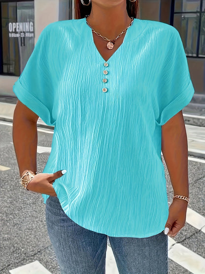 Elara™ | Luxe Pleated V-Neck Blouse