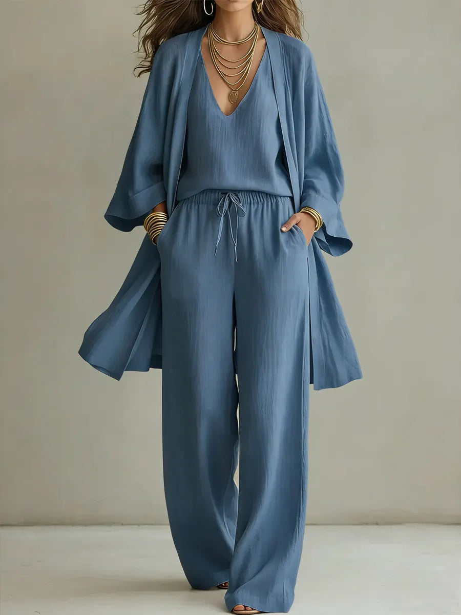 Isabelle | 3-Piece Casual Linen Loungewear Set