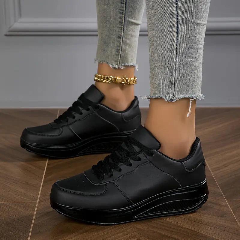 Brelina - Women's Platform Trainers with Laces, Synthetic Leather, Everyday Comfort