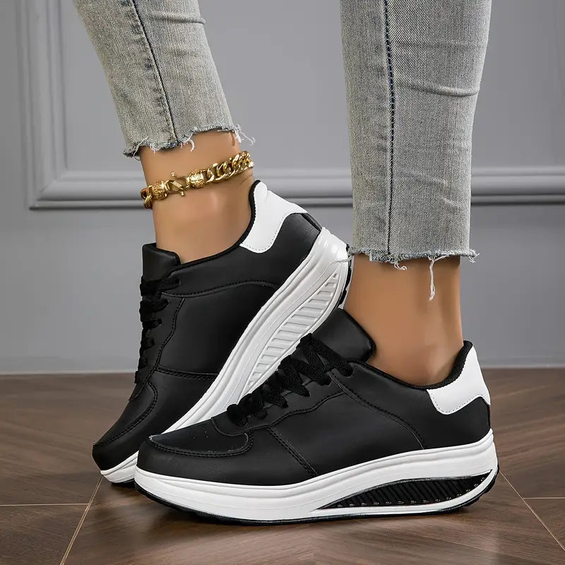Brelina - Women's Platform Trainers with Laces, Synthetic Leather, Everyday Comfort